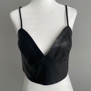 Dynamite Black Faux Leather Crop Tank